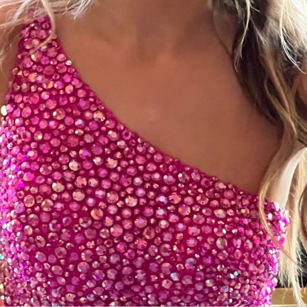 Sherri Hill Dress No# 54784 beaded,one shoulder, corset back,high slit